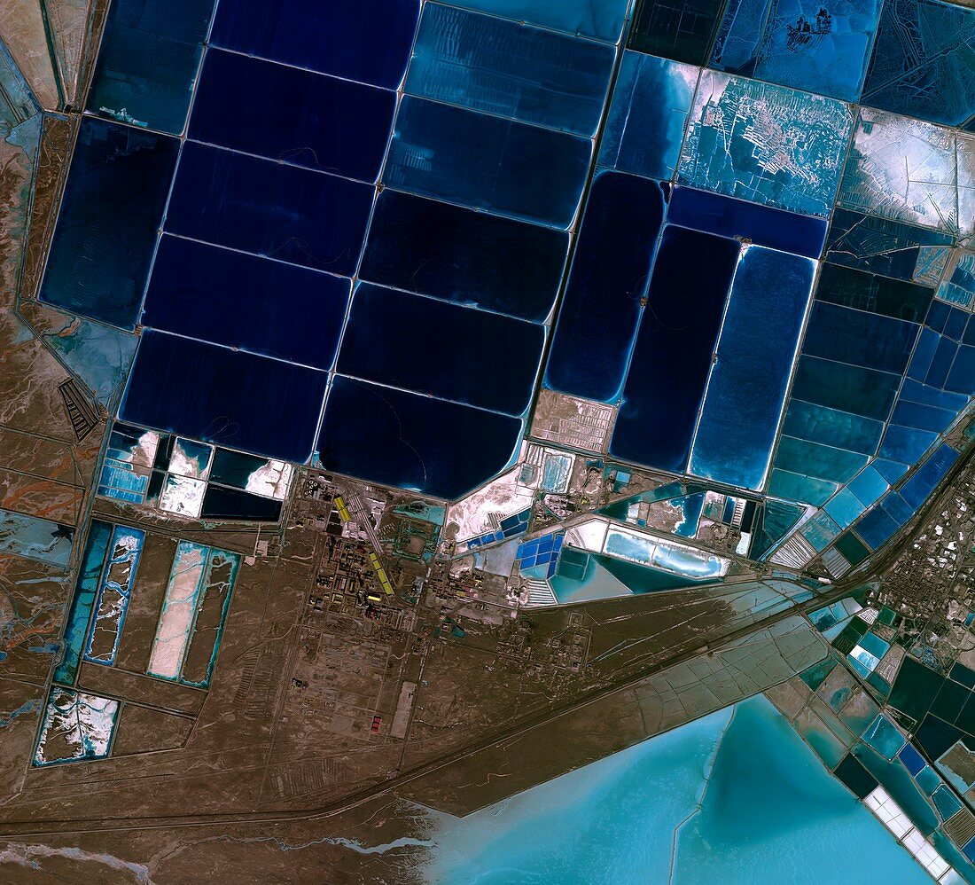 Salt evaporation ponds,satellite image