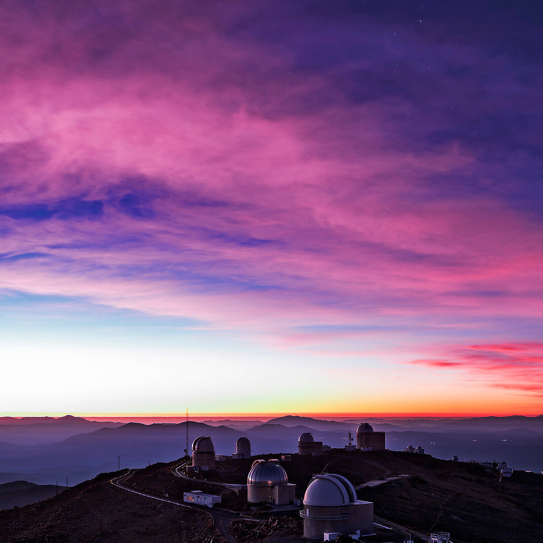 La Silla Observatory at dusk,Chile