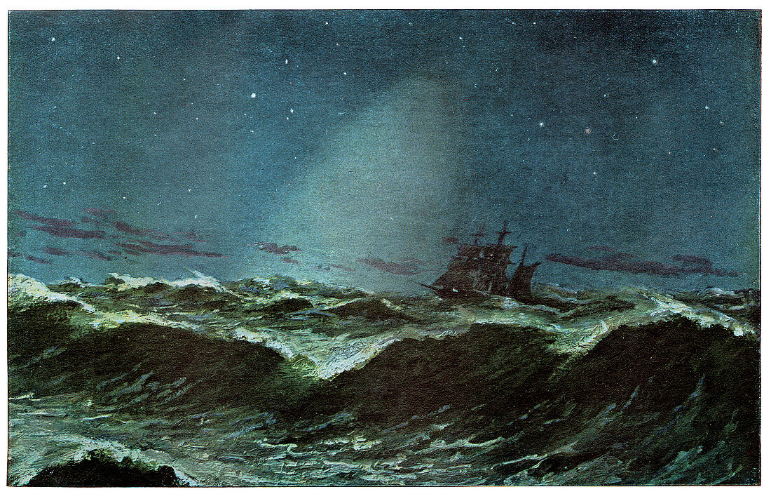 Zodiacal light over the sea,artwork
