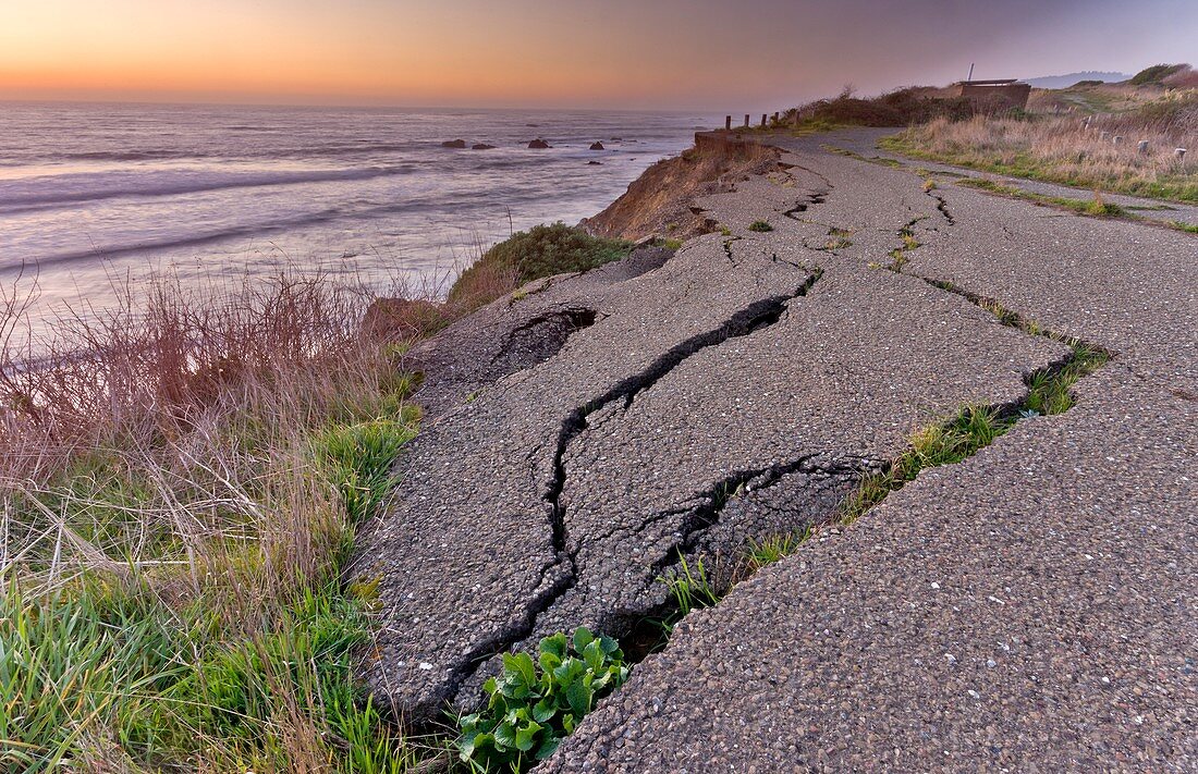 Coastal road erosion