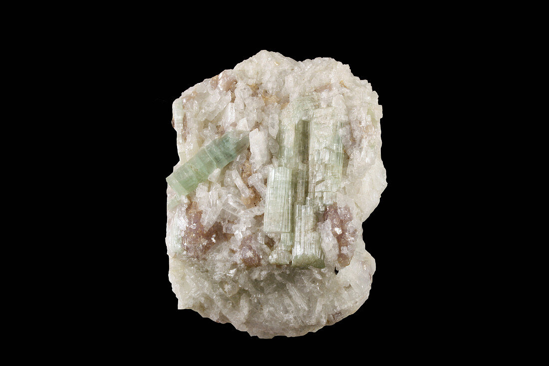 Tourmaline crystals on Albite