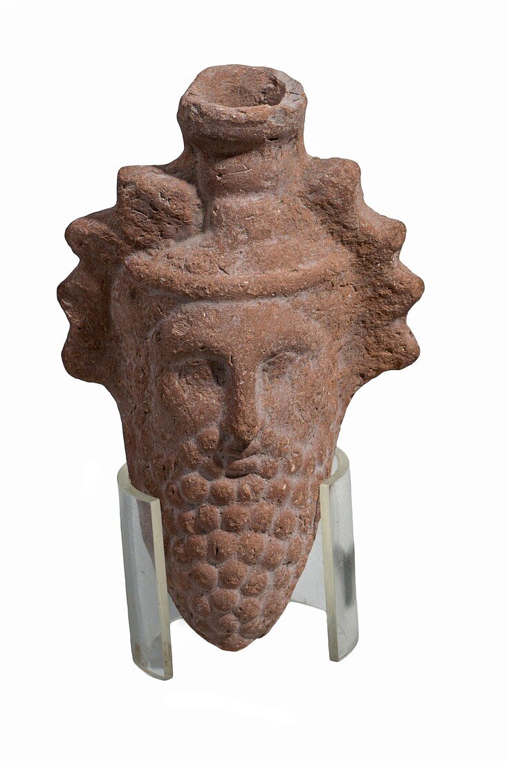 Terra-cotta Dionysus head flask