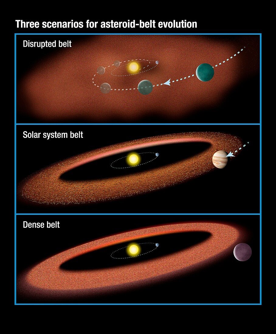 Evolution of asteroid belts,illustration