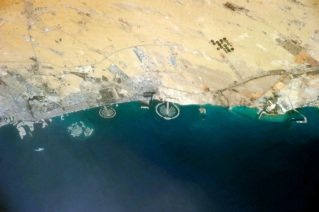 Artificial islands,Dubai,ISS image