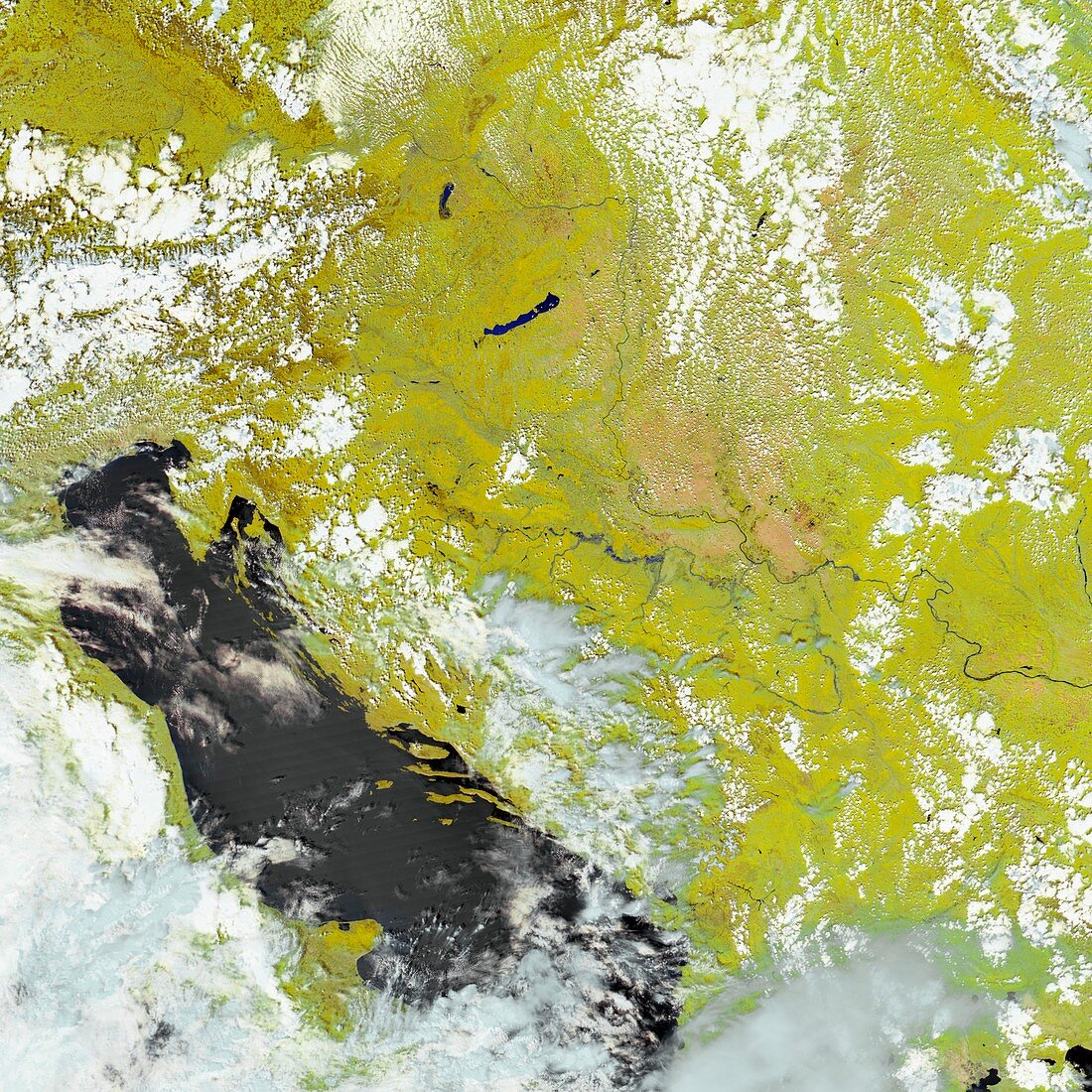 Flooding in the Balkans,satellite image