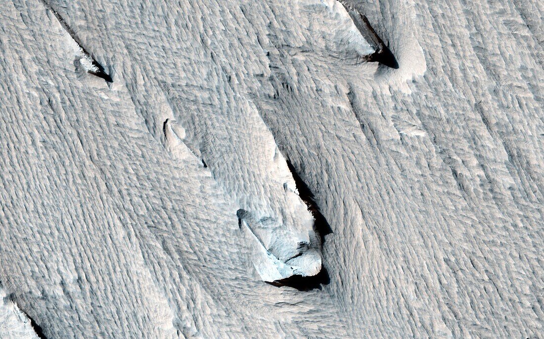 Yardangs on Mars,satellite image