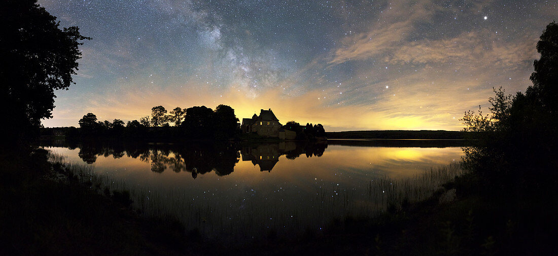 Night sky over a lake
