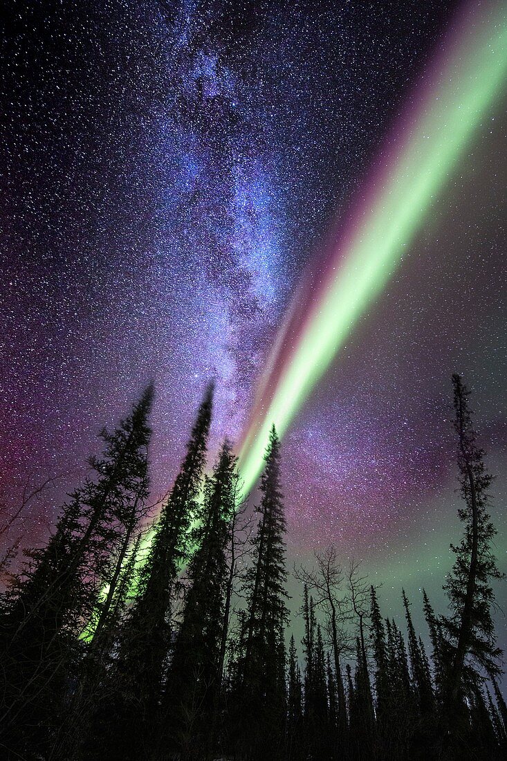 Milky way and the Aurora Borealis