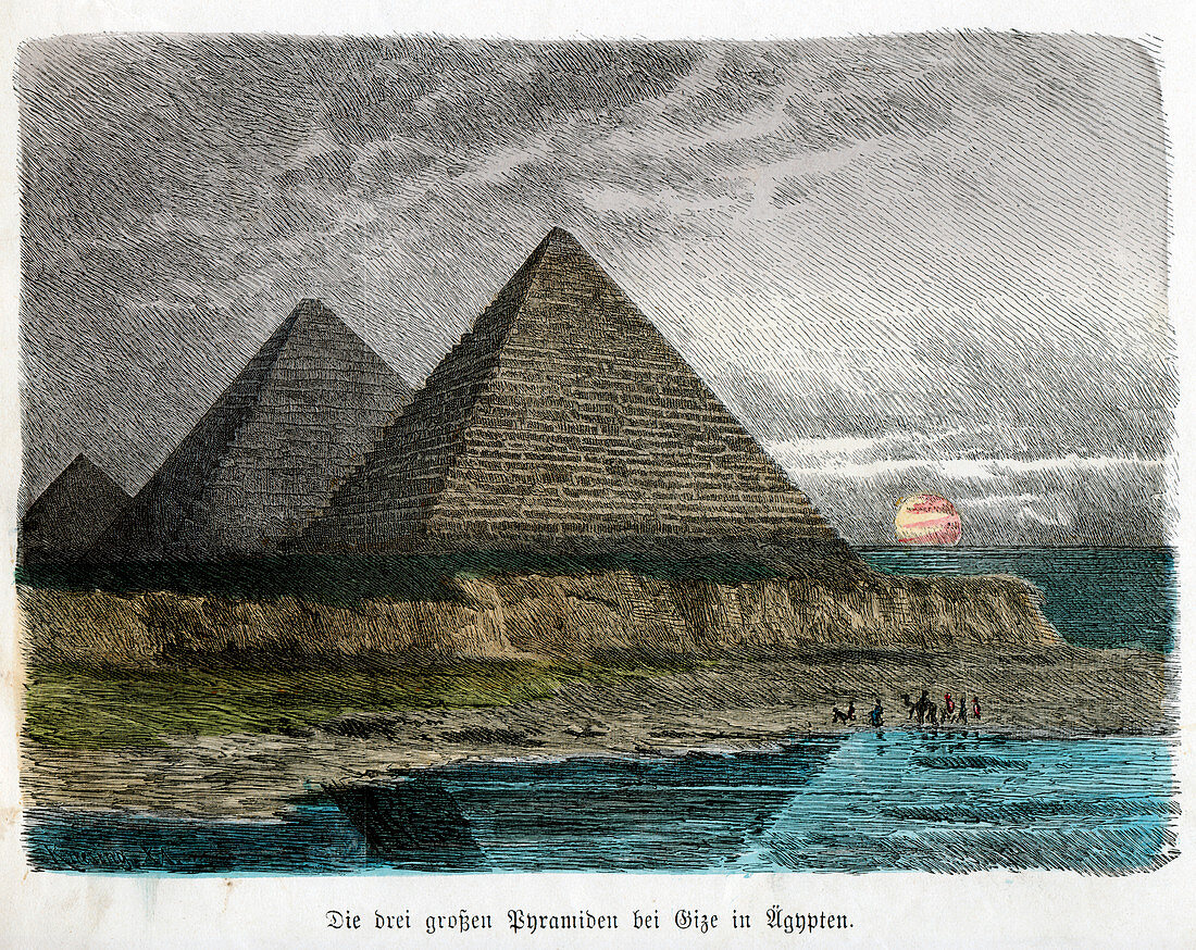 Pyramids of Giza,historical illustration