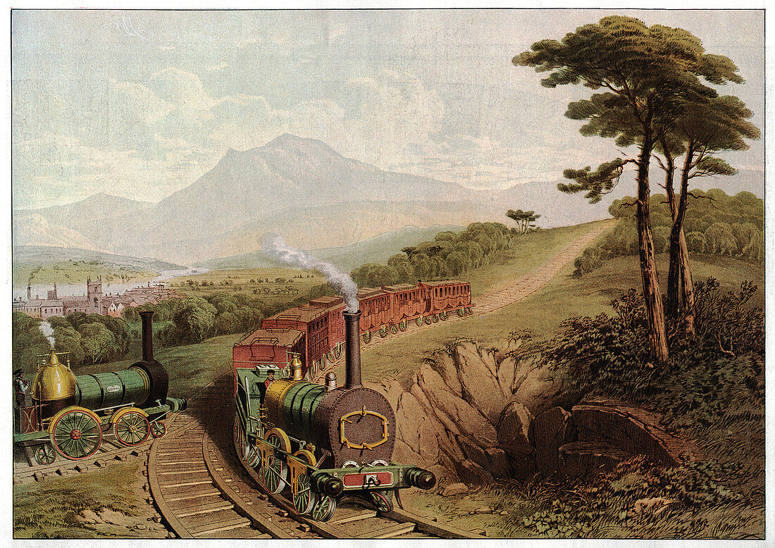 Wooden-railed railway,illustration