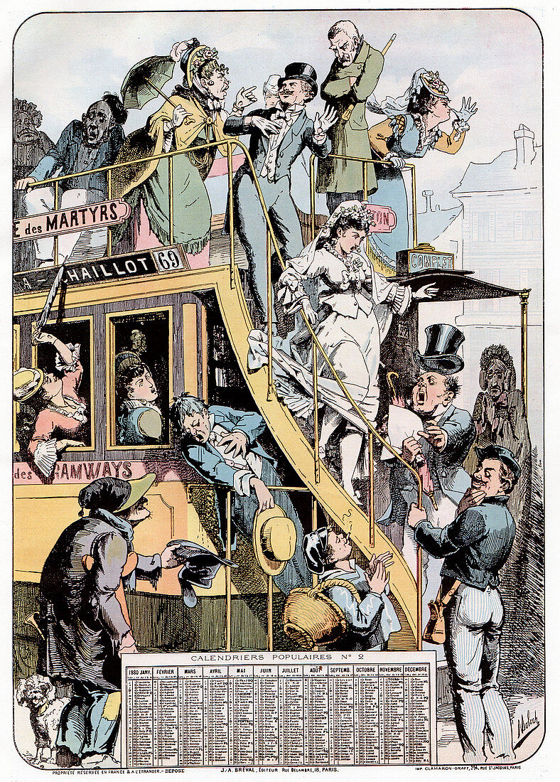 Wedding on a tram,illustration