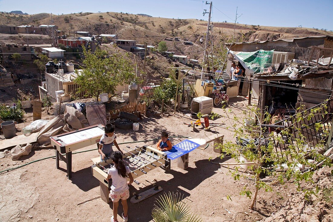 Children playing in a slum,Mexico