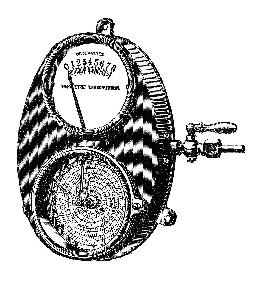 Bourdon pressure gauge,19th century