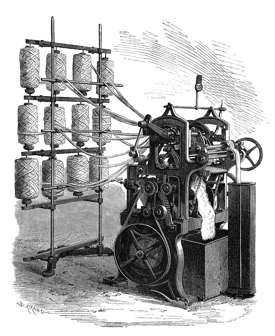 Wool combing machine,19th century