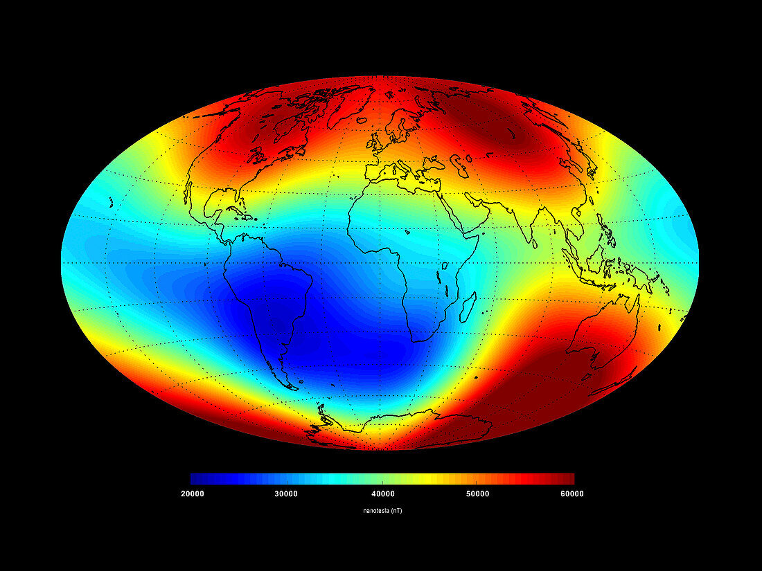 Global magnetic field,satellite map