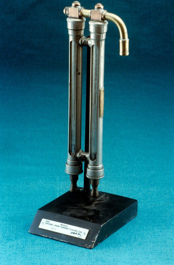 Anaesthetic gas flow meter,1928