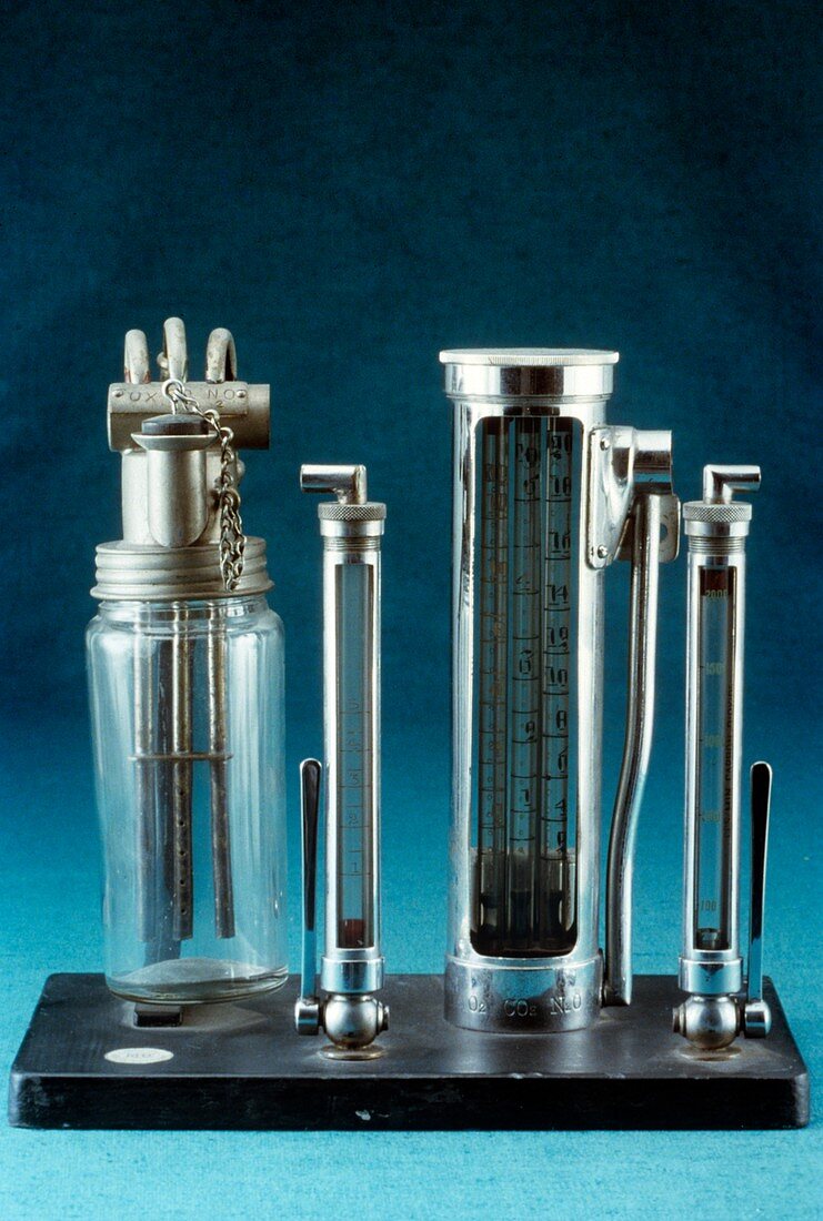 Anaesthetic gas flow meter,20th century