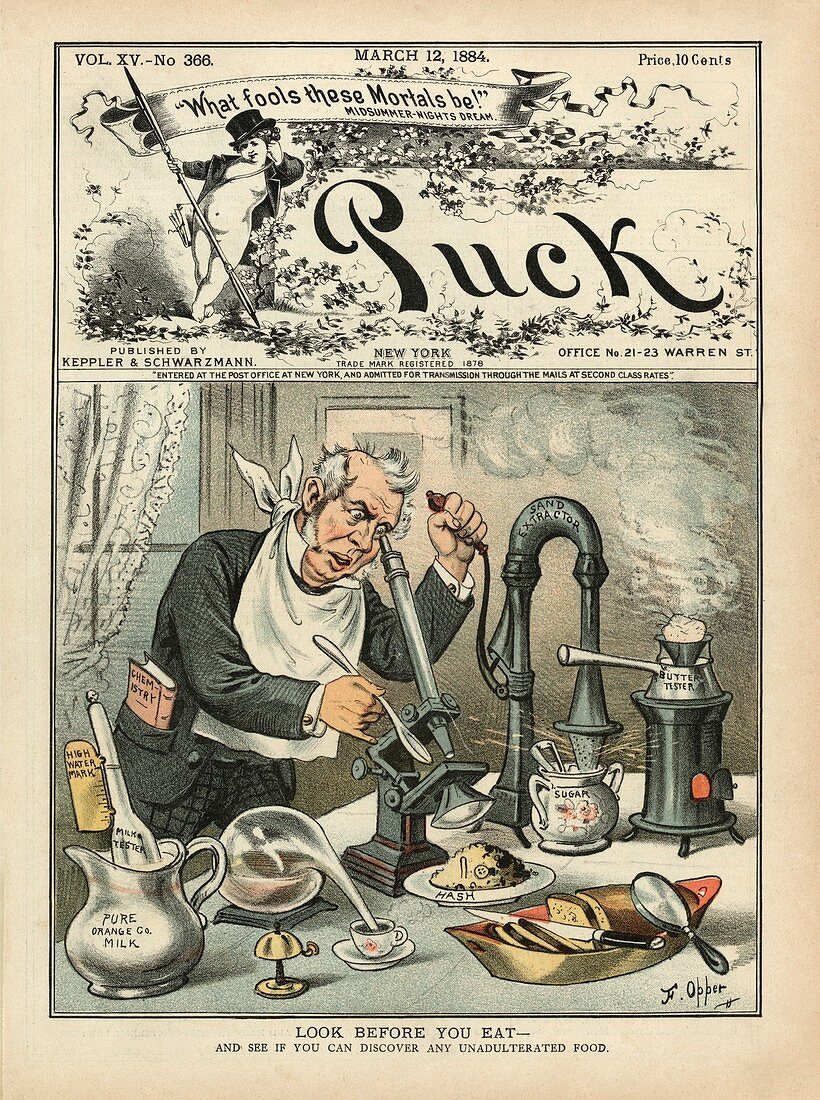Food testing satire,1880s