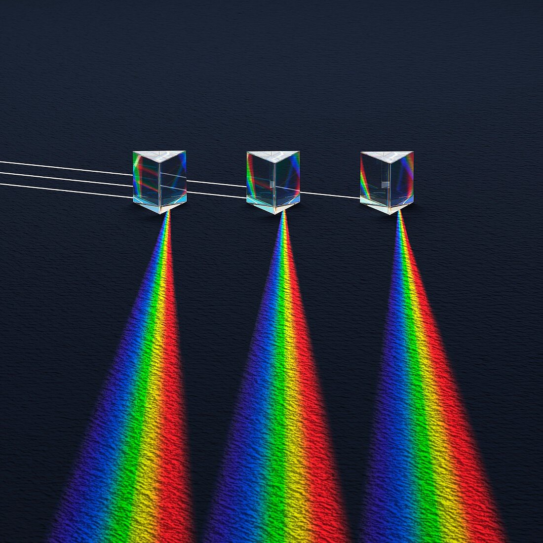 3 Prisms with refracted sprectra