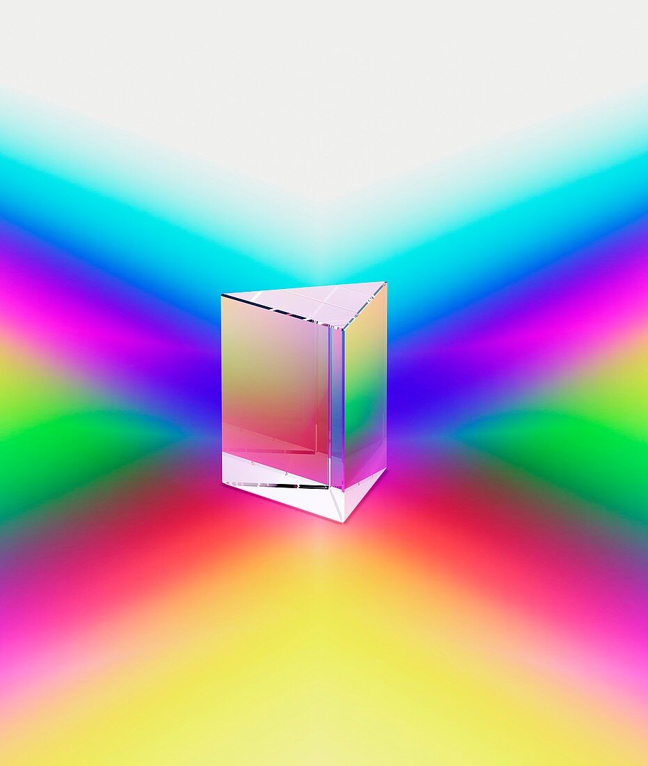 Prism refracting spectral colours