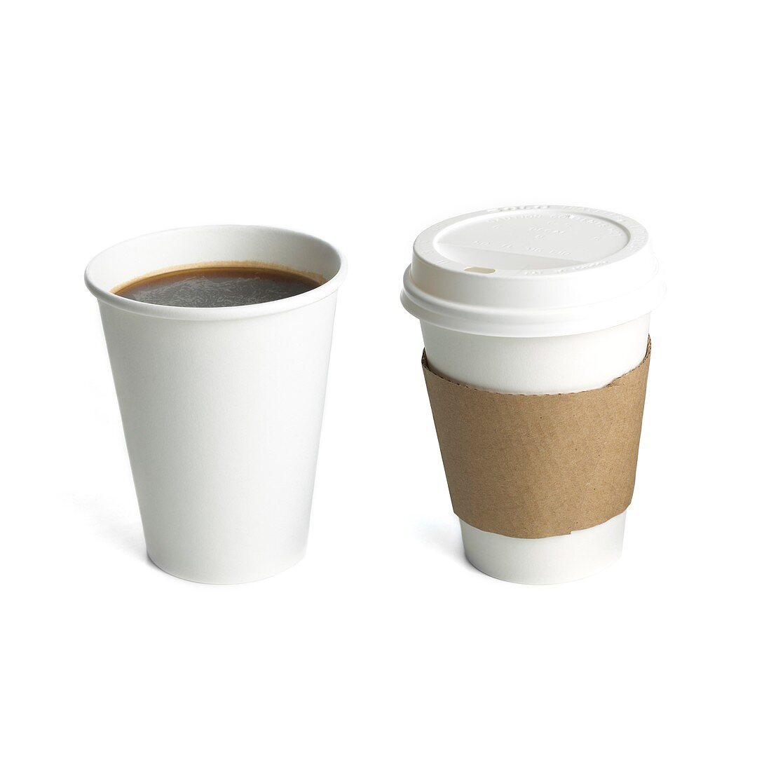 Coffee in polystyrene and paper cups