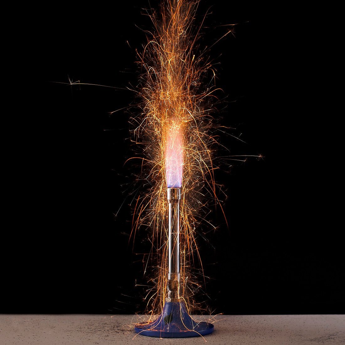 Iron filings in a gas flame