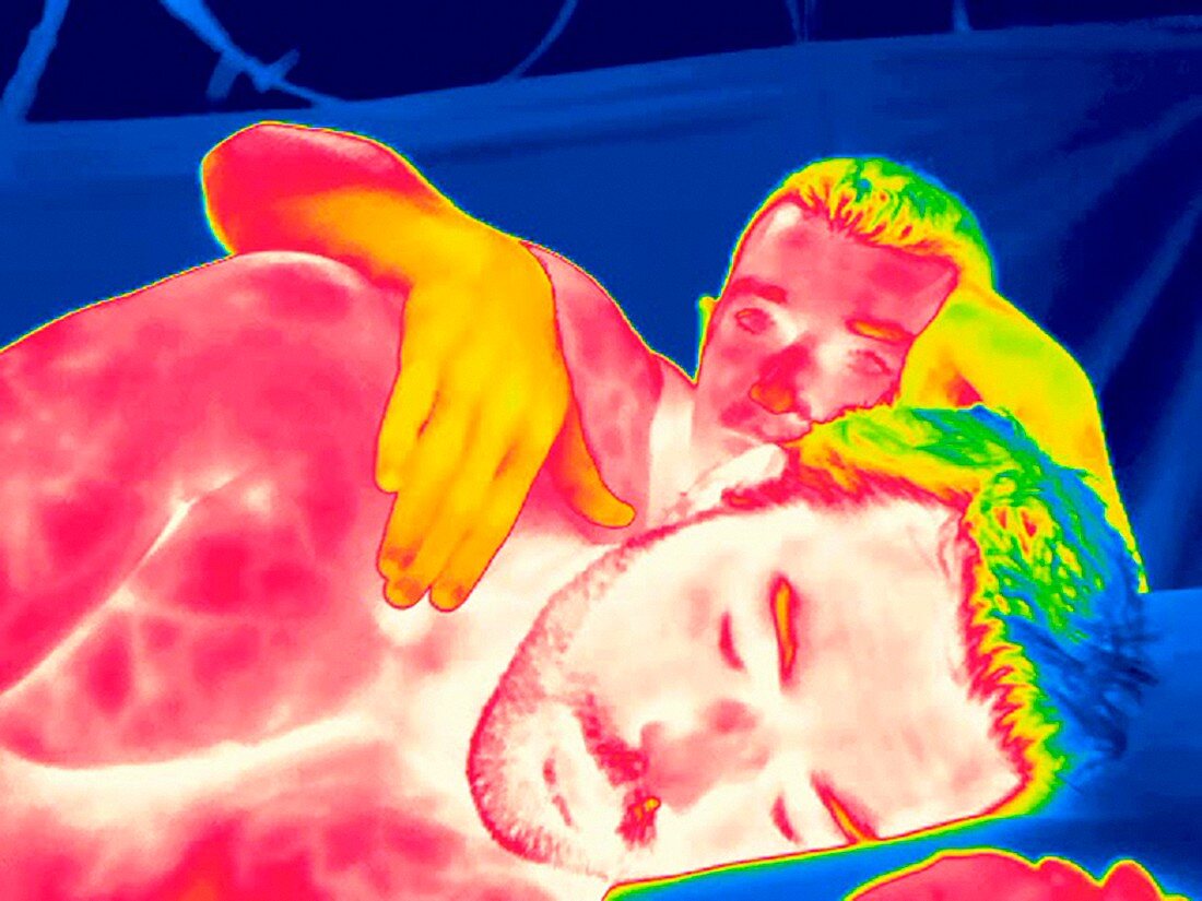 Male couple in bed,thermogram