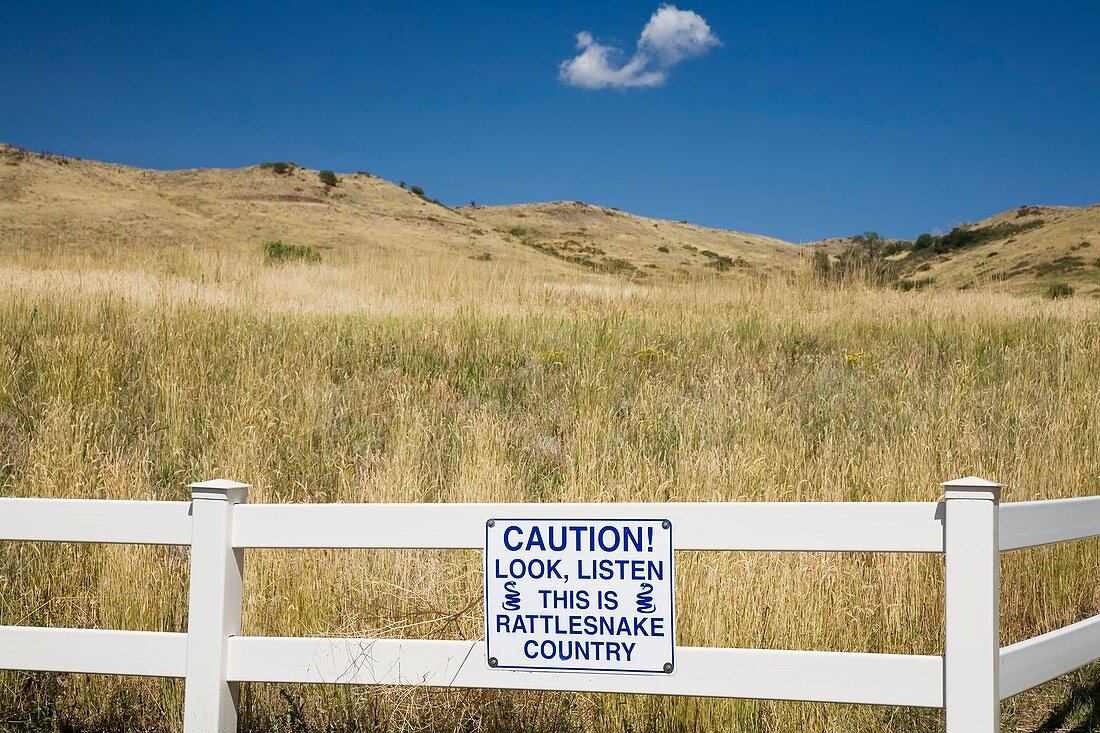 Rattlesnake warning sign,Colorado,USA
