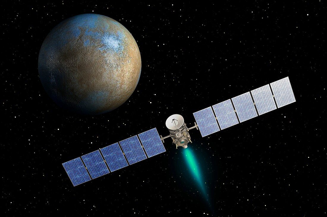 Dawn spacecraft at Ceres,illustration