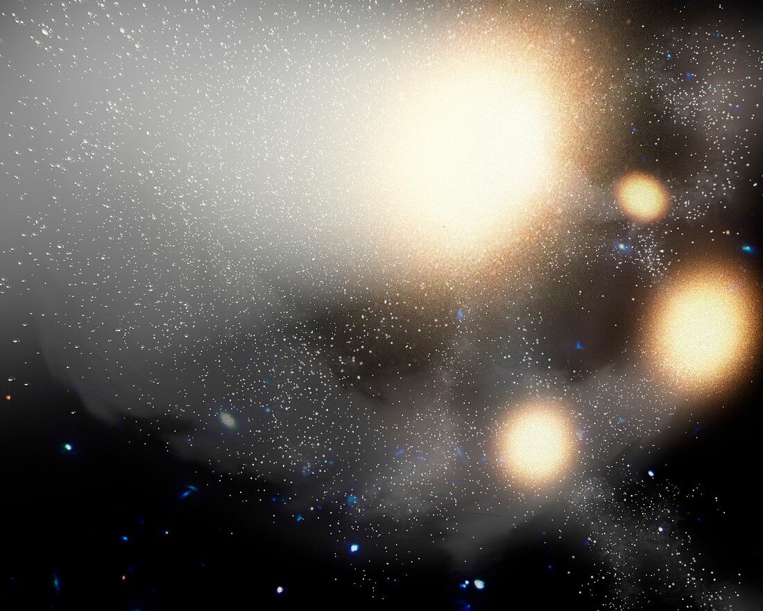 Colliding galaxies,illustration