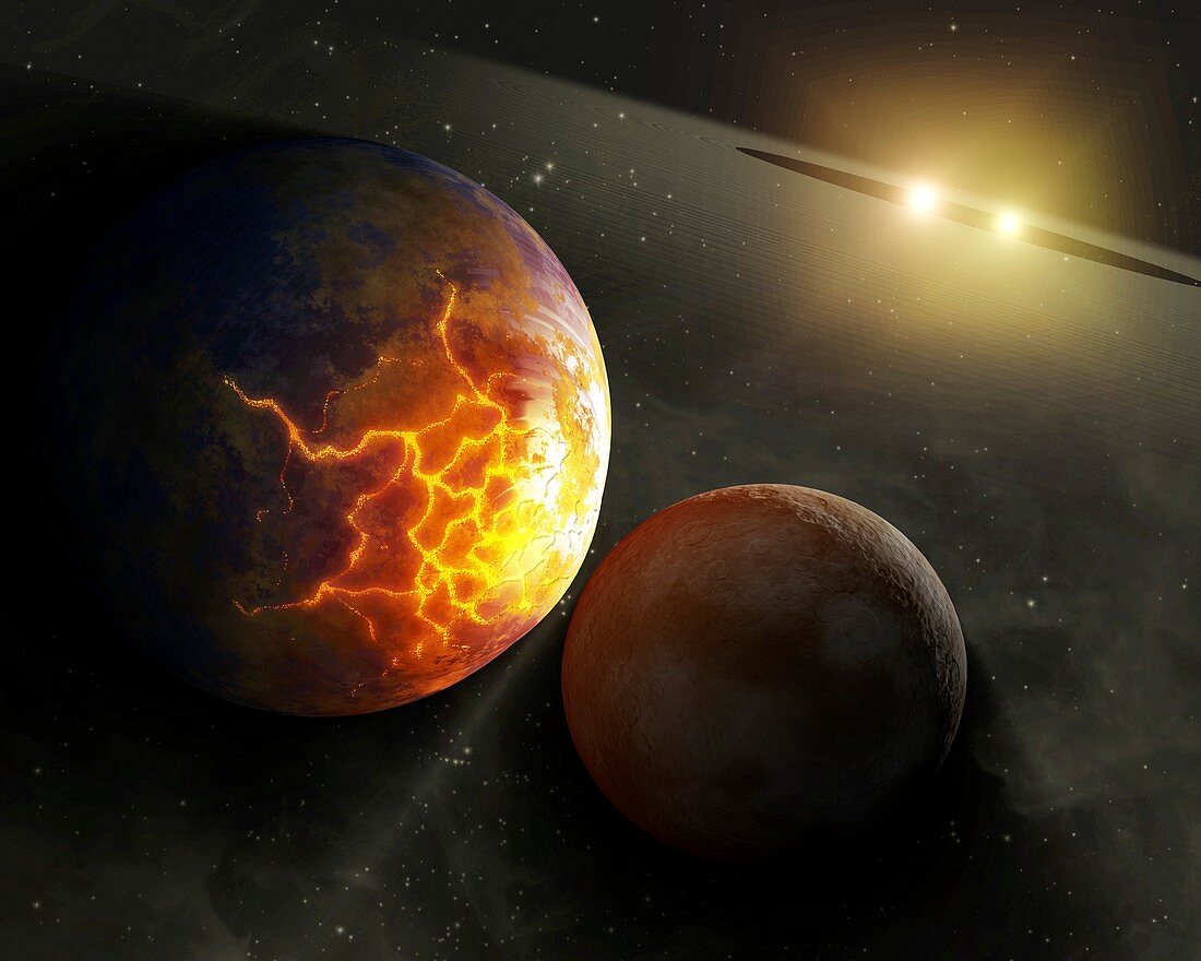 Colliding planets,illustration
