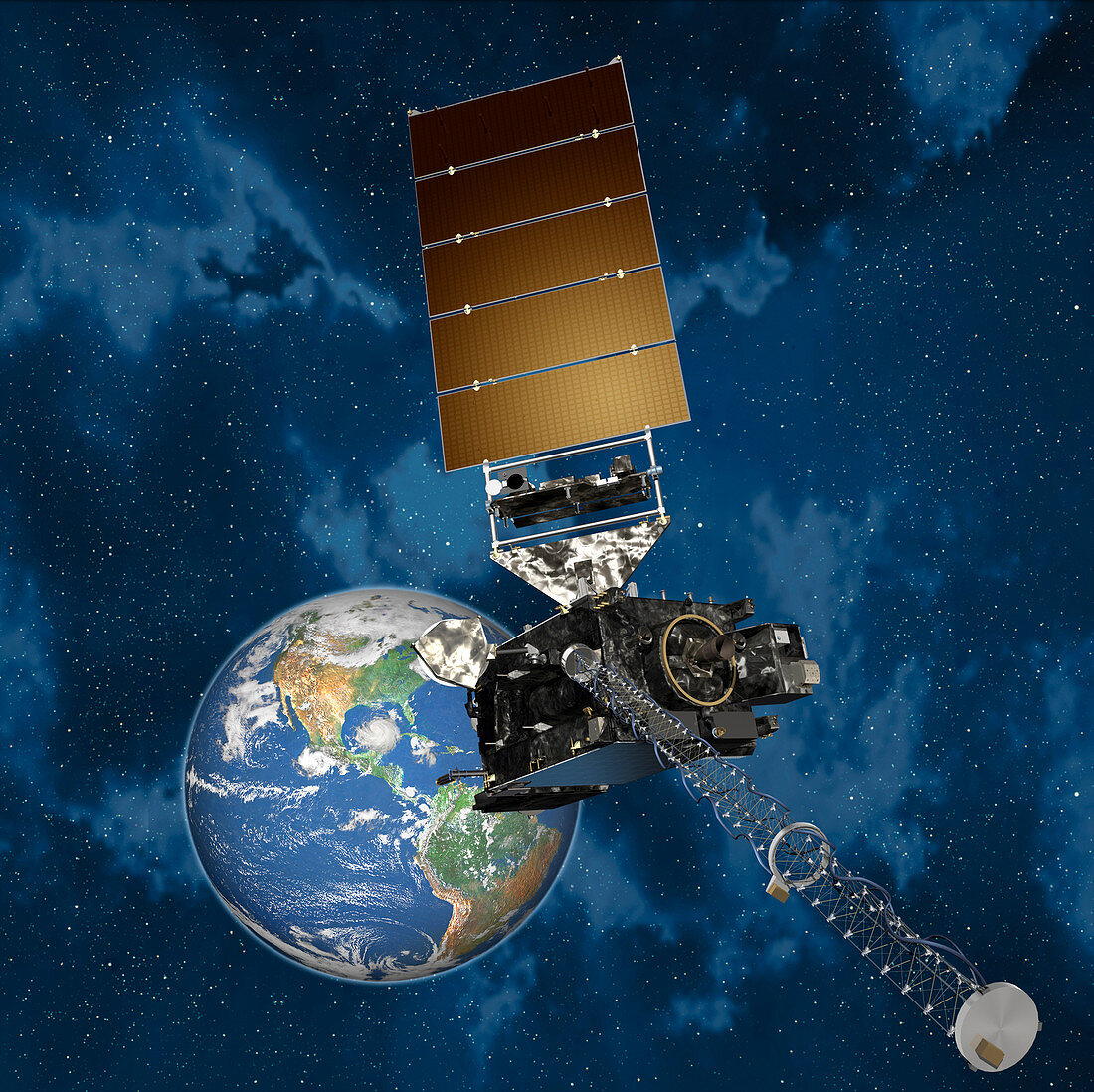 GOES-R satellite in orbit,illustration