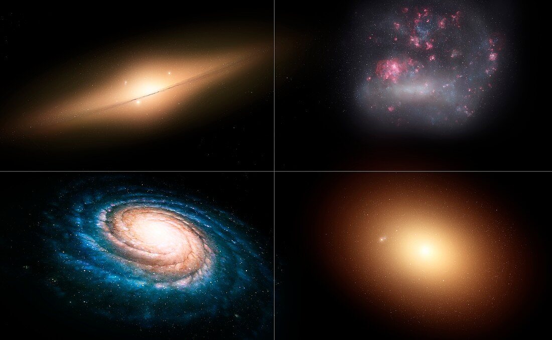 Artwork of Different Types of Galaxies