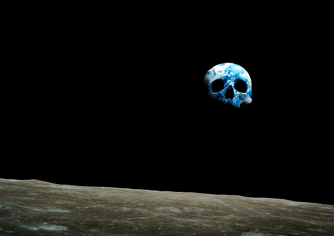Earthrise as skull,conceptual image