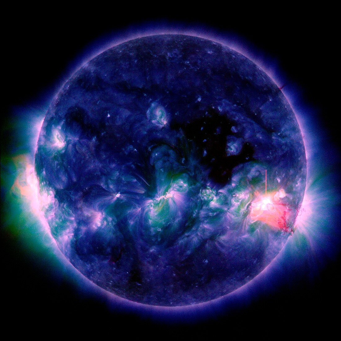 Solar flare,composite SDO image