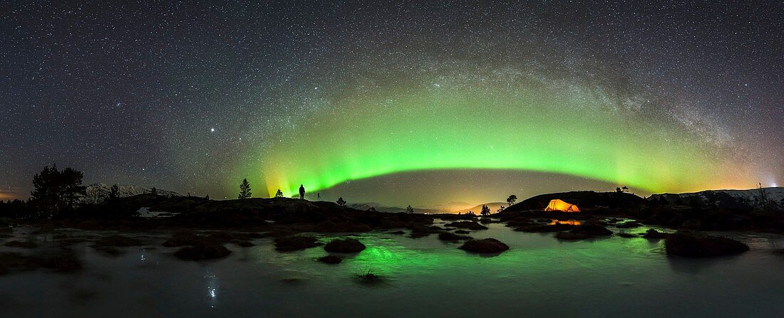 Aurora borealis and Milky Way,Norway