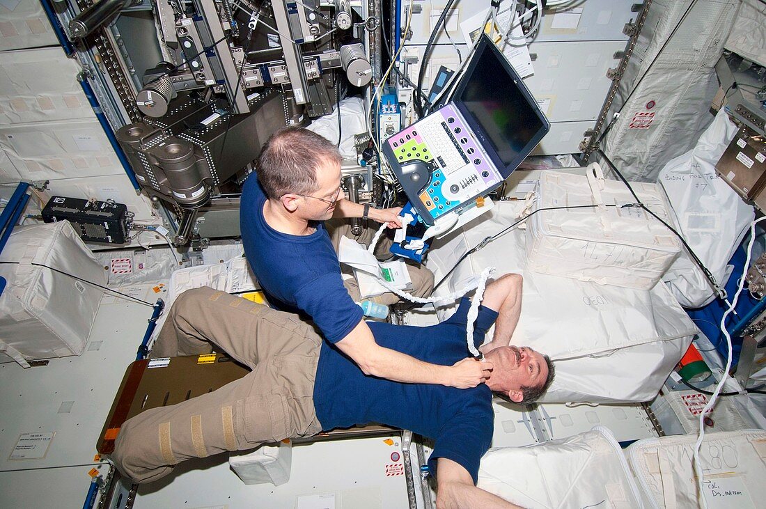 ISS astronaut ultrasound scan