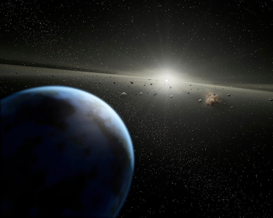 Asteroid belt orbiting a star