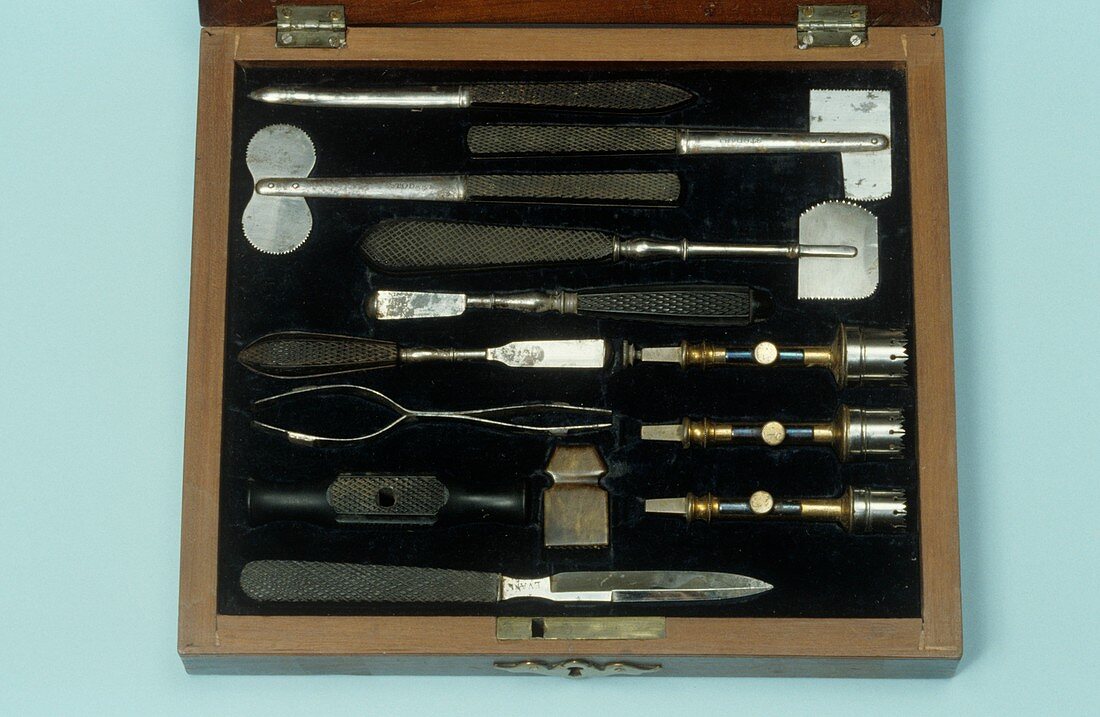 Trepanning instruments,circa 1820