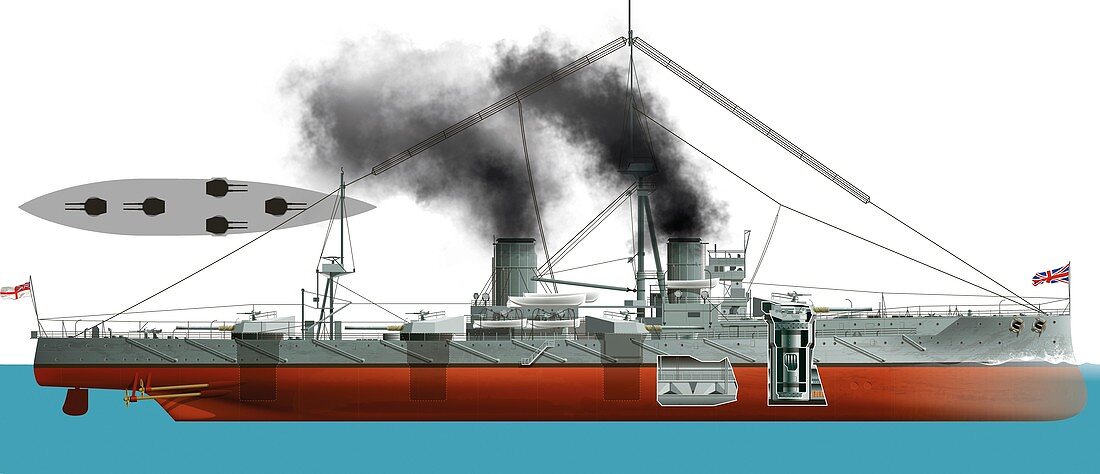 Dreadnought battleship,illustration