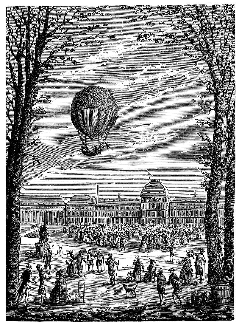 First manned hydrogen balloon,1783