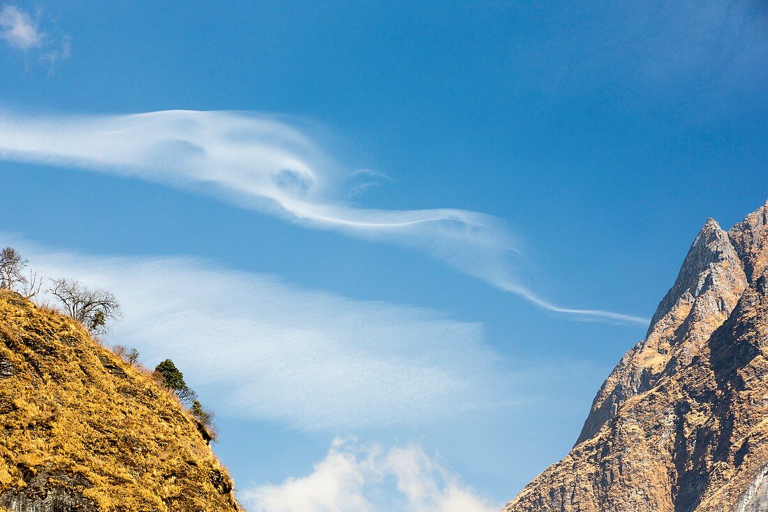 Jet stream winds over Himalayas