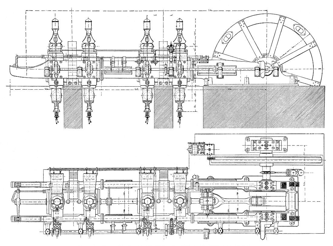 Cockerill gas engine,illustration