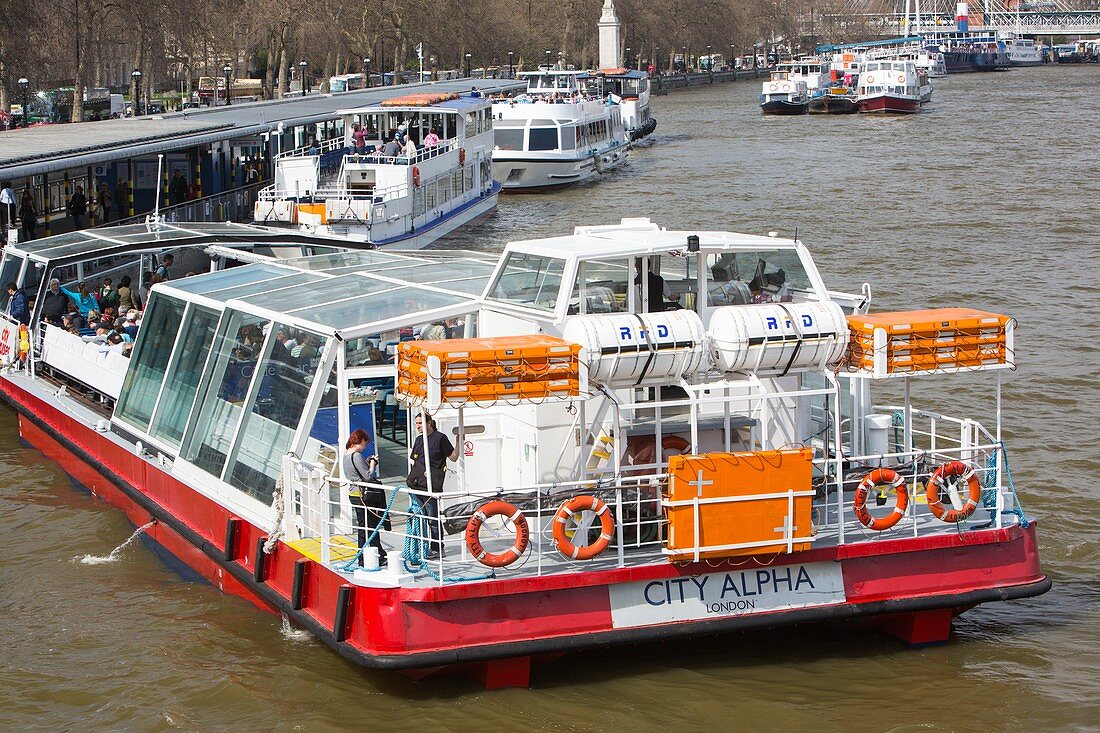 Cruise boats on River Thames,London,UK