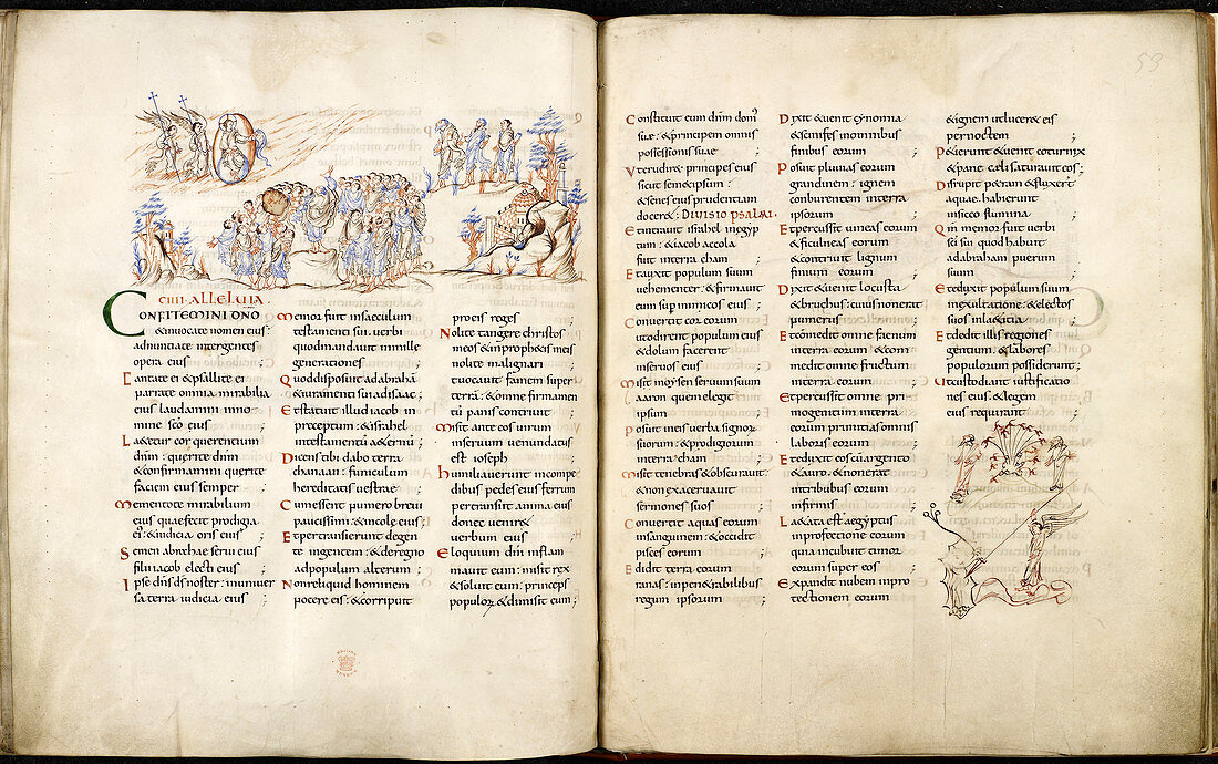 Harley Psalter with pen drawings
