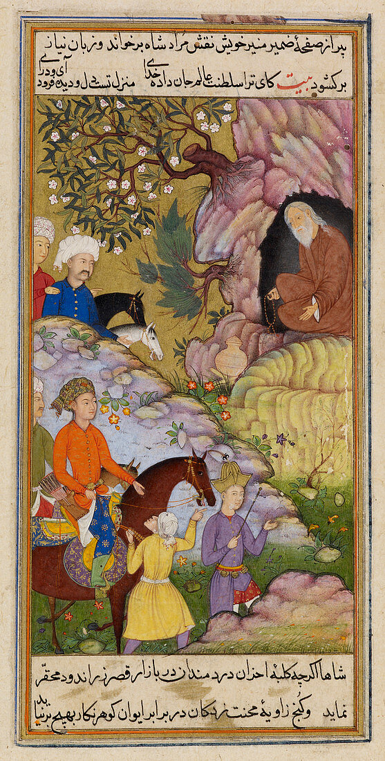 king visiting a sage in a cave