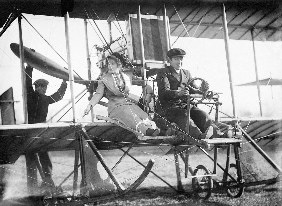 Early passenger airplane flight,1912