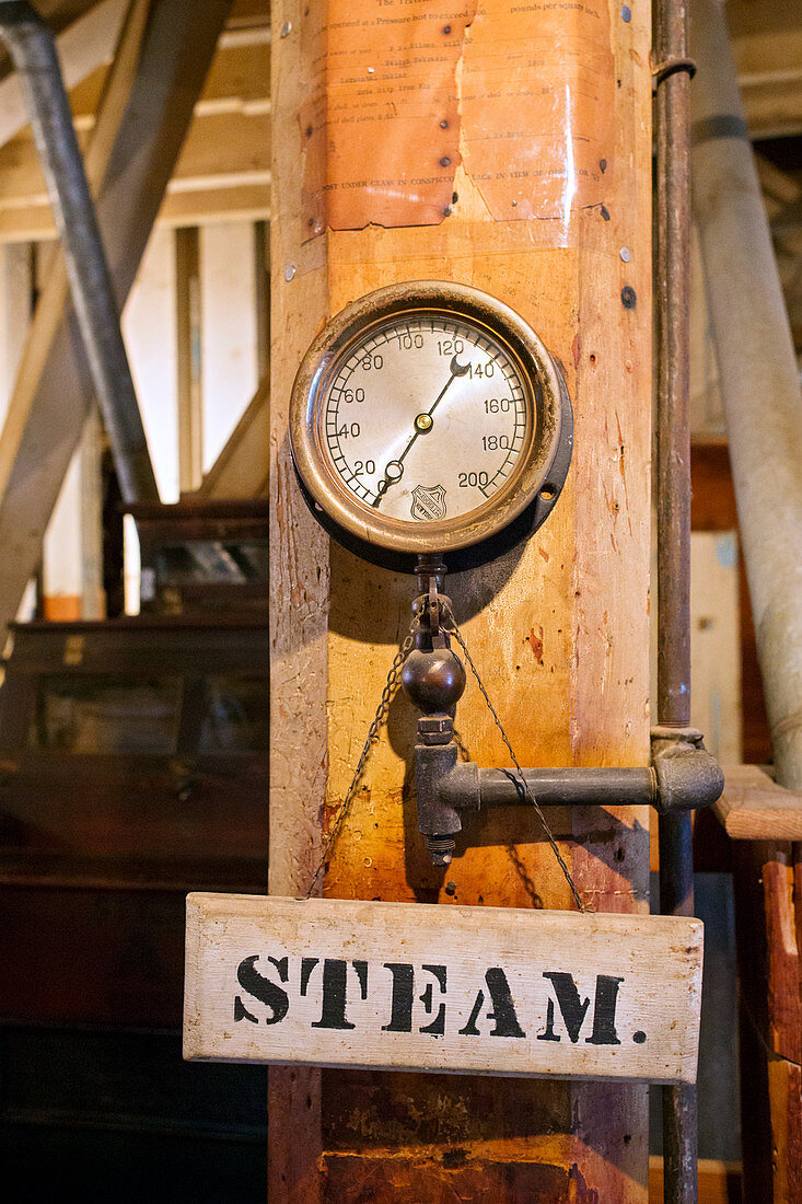 Historic flour mill steam gauge