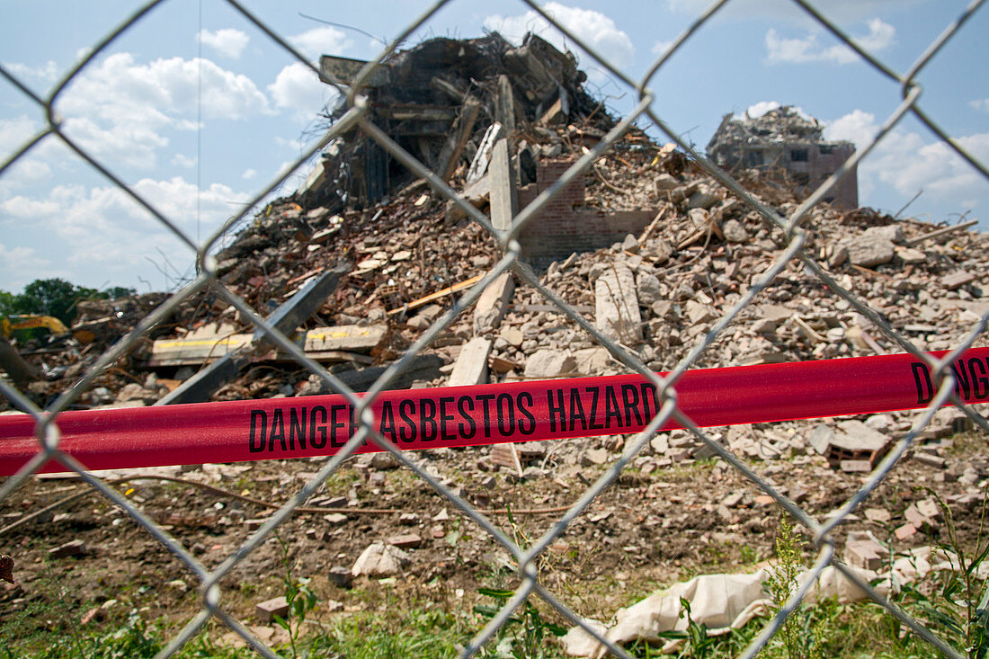 Asbestos demolition hazard warning