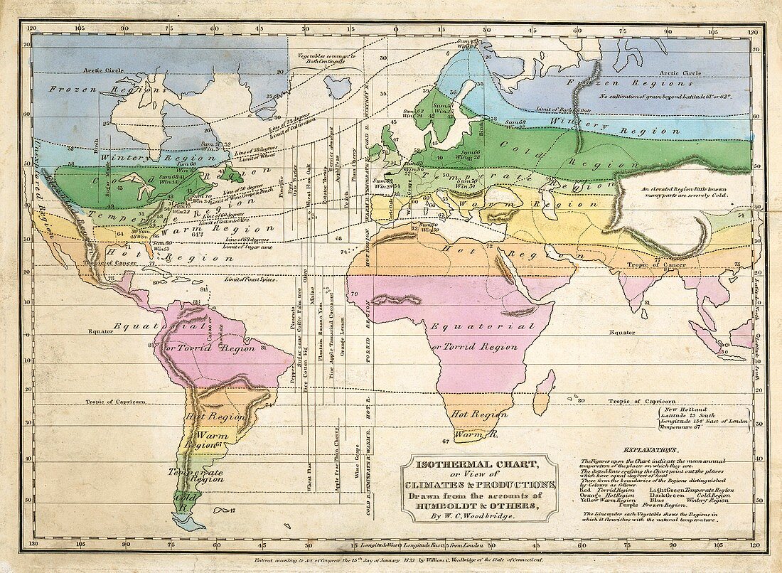 Global climate map,1820s